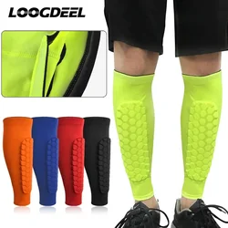 LOOGDEEL 1Pcs Sport Football Cycling Compression Shin Sleeve Honeycomb Sponge Safety Calf Guard Fitness Leg Protection Men Women