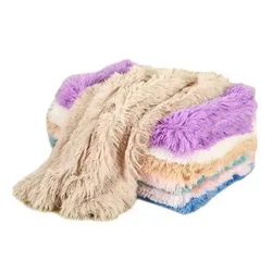 Pet Dog Cat Fluffy Fur Blanket Sleeping Mat Dogs Cats Bed Cushion Cover Reversible Double Layer Washable for Dog Bed Couch Sofa