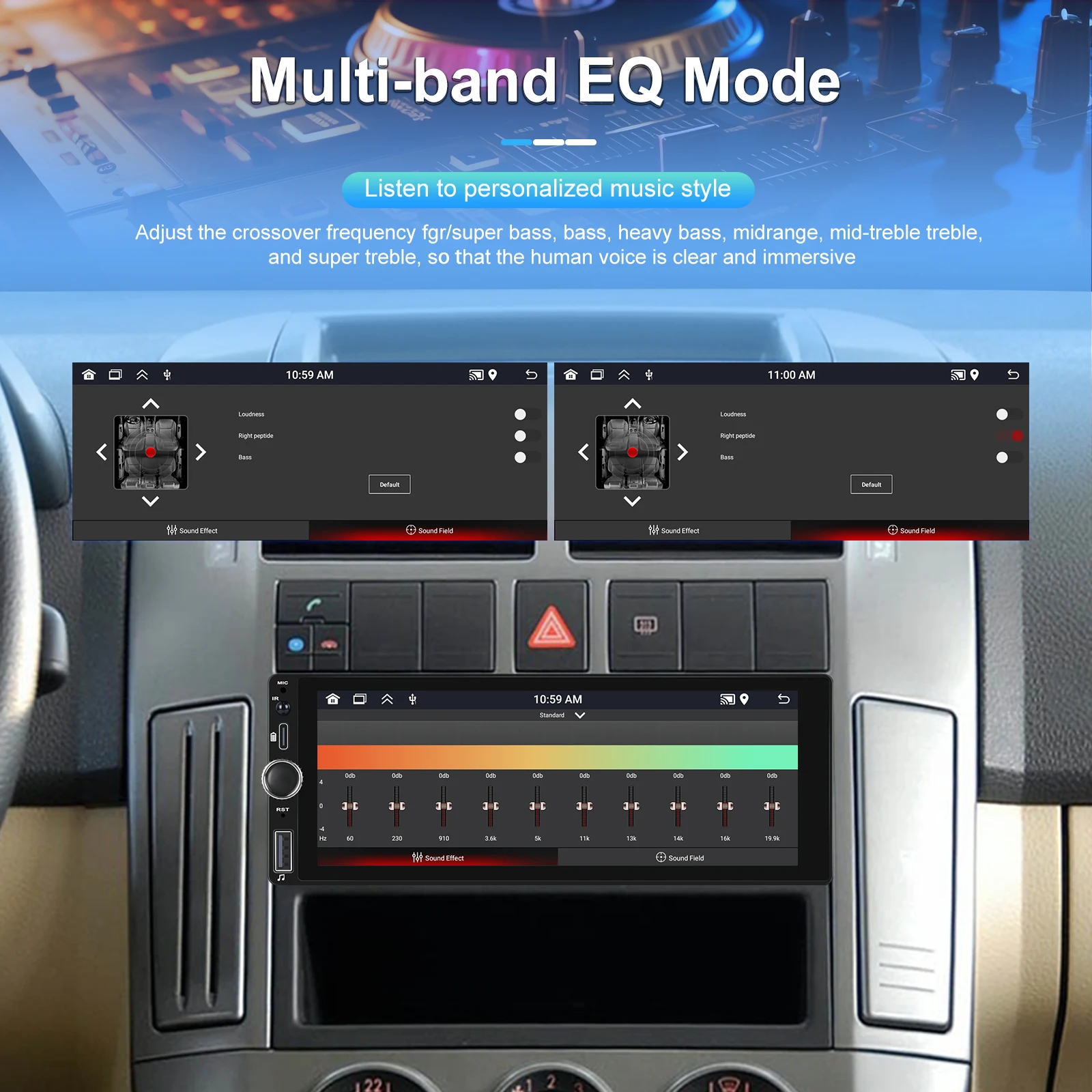 Radio Multimedia para Auto Podofo Carplay de 6.86" con Android 1 DIN, Reproductor de Video, Android Auto, Estéreo, GPS, Navegación, FM, 4G, EQ, WiFi, Bluetooth