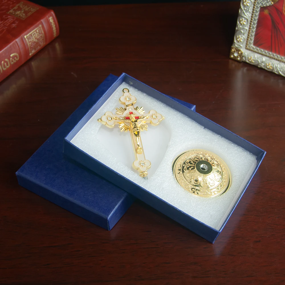 

Catholic Cross with Jesus Crucifix Statue Vintage Catholic Jesus Cross with Stand Standing Crucifix for Church Decor Box Gift