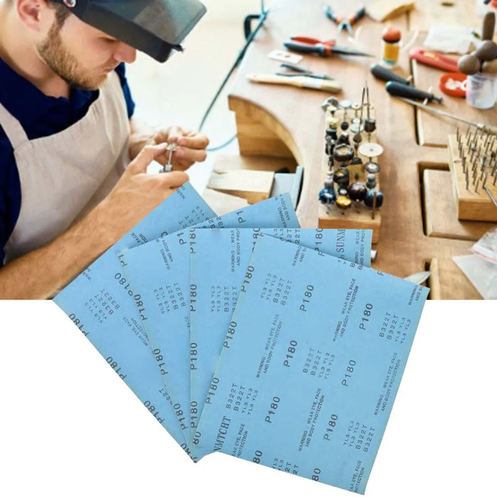 10Pcs Silicon Carbide Surface Polishing Tool Blue 230mm×280mm Jewelry Polishing Accessory Waterproof Sandpaper Sheets