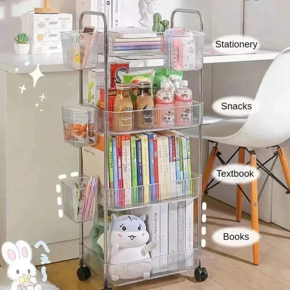 Storage rack kitchen bathroom roller trolley mobile storage bookshelf snack cosmetics