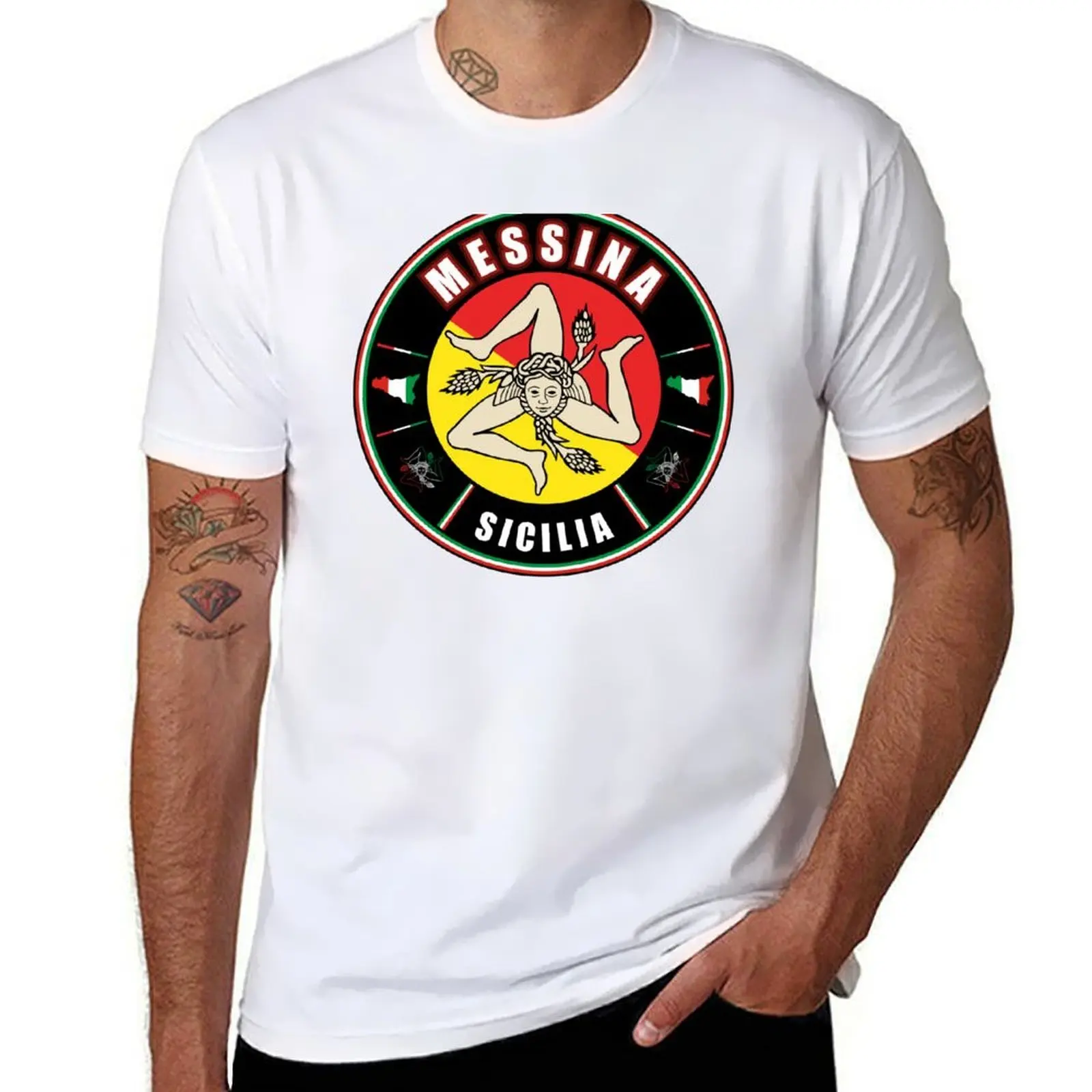 

Messina Sicilia Italia bandiera flag T-Shirt funny t shirts cotton man t shirts for men T-Shirt