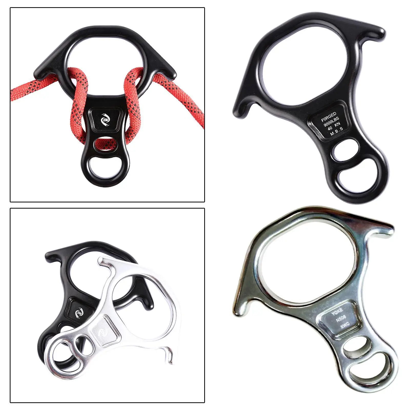 

40kN Rescue Figure 8 Belay Device Accessories Multifunctional Professional Sturdy for Training Downhill Equipment Rigging Plate