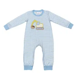 Wholesale Kids Children Newborn One Piece Toddler Baby Boy Romper Infant Long Sleeves Embroidery Tree Tractor Bubble Jumpsuit