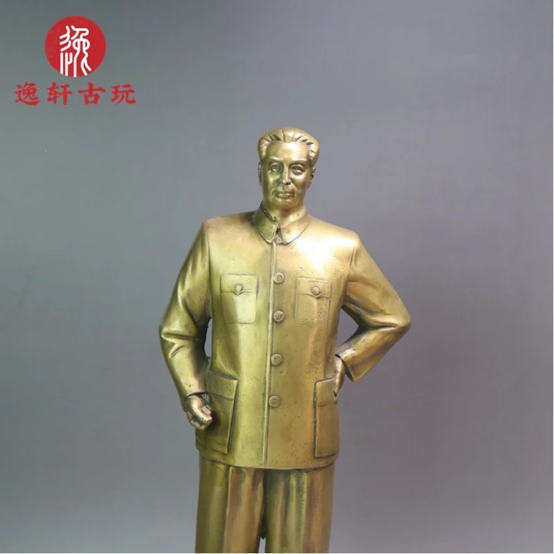 Pure copper Prime Minister Zhou Enlai bronze statue, full- or half-length , proletarian revolutionary figure, h