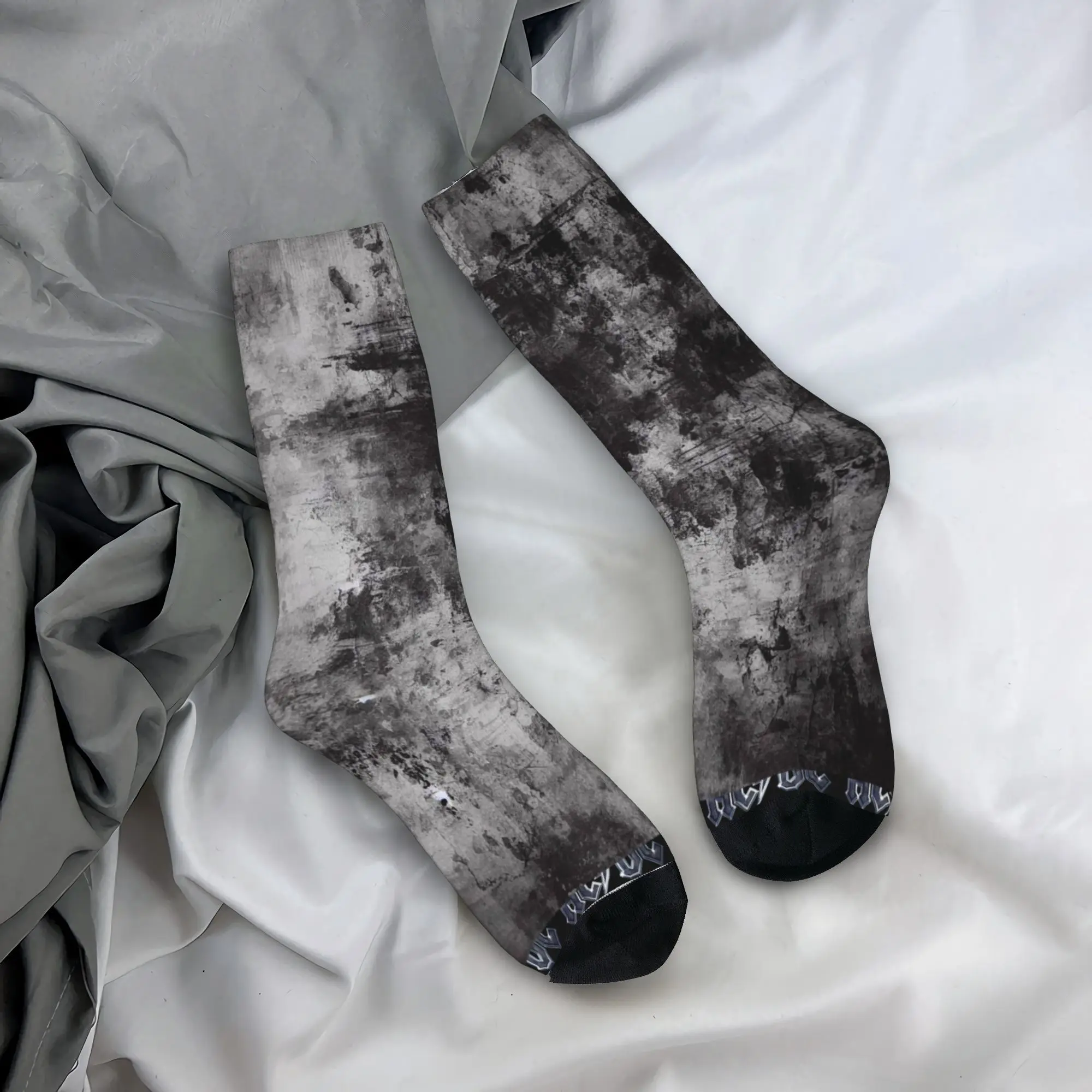 Custom Fun AC DC Logo Heavy Metal Band Music Printed Black Socks for Women Men Stretch Summer Autumn Winter  Crew Socks