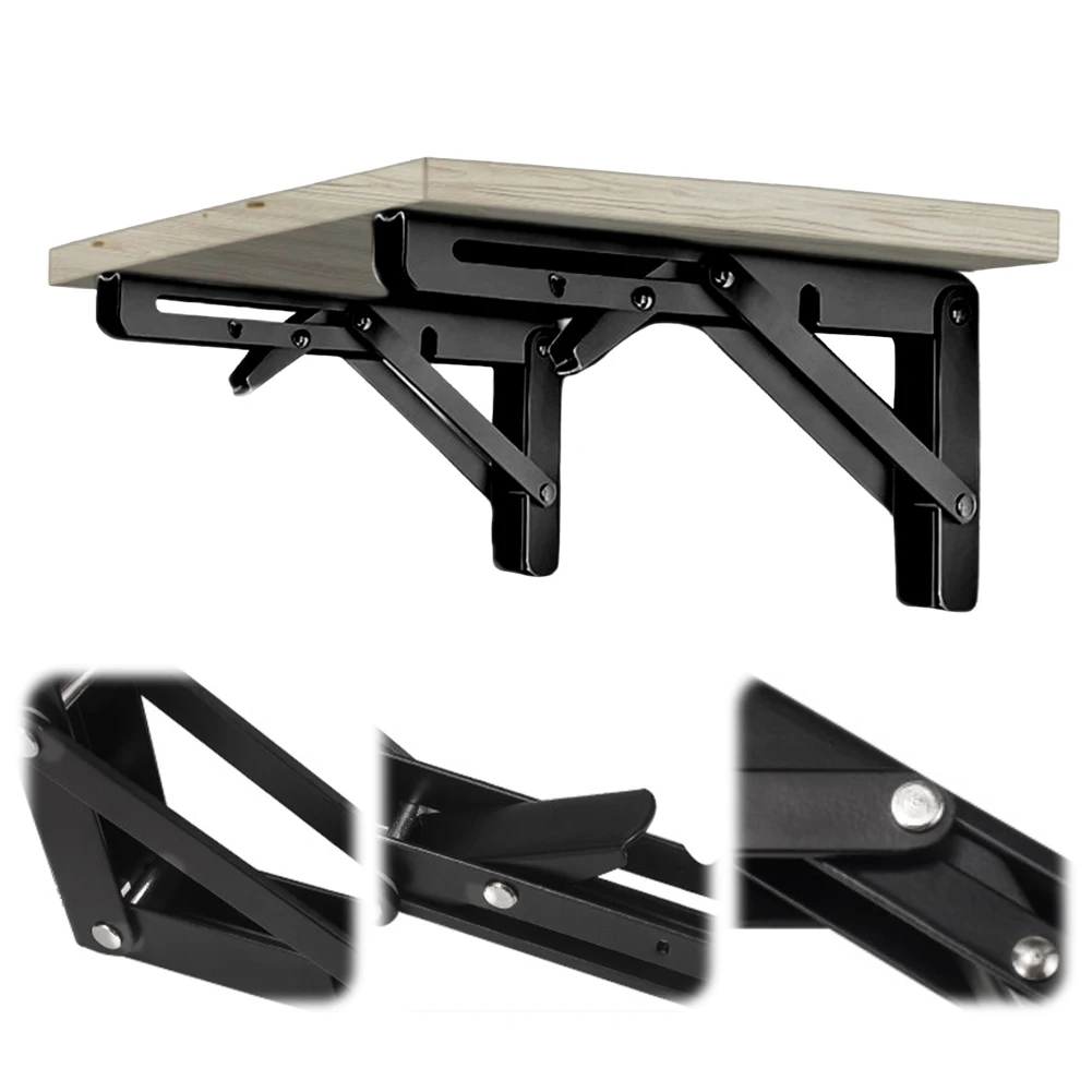 2Pcs Folding Shelf Brackets Max Load 90kg/198lb Collapsible Shelf Bracket Heavy Duty Workbench Support for DIY Home Table Bench