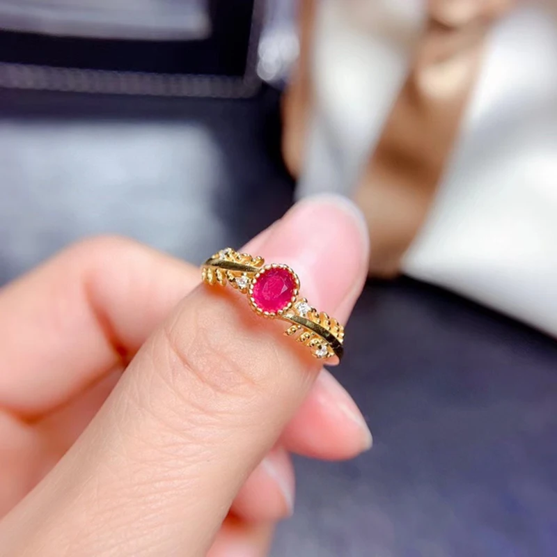 Natural Ruby Rings for women silver 925 jewelry luxury gem stones 18k gold plated free shiping items