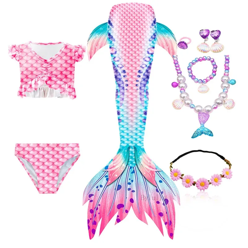 Girls Mermaid tail Kids Beach Pool Clothes Bathing Suit the Little Mermaid Costume Bikini Cosplay Children Christmas Swimsuit