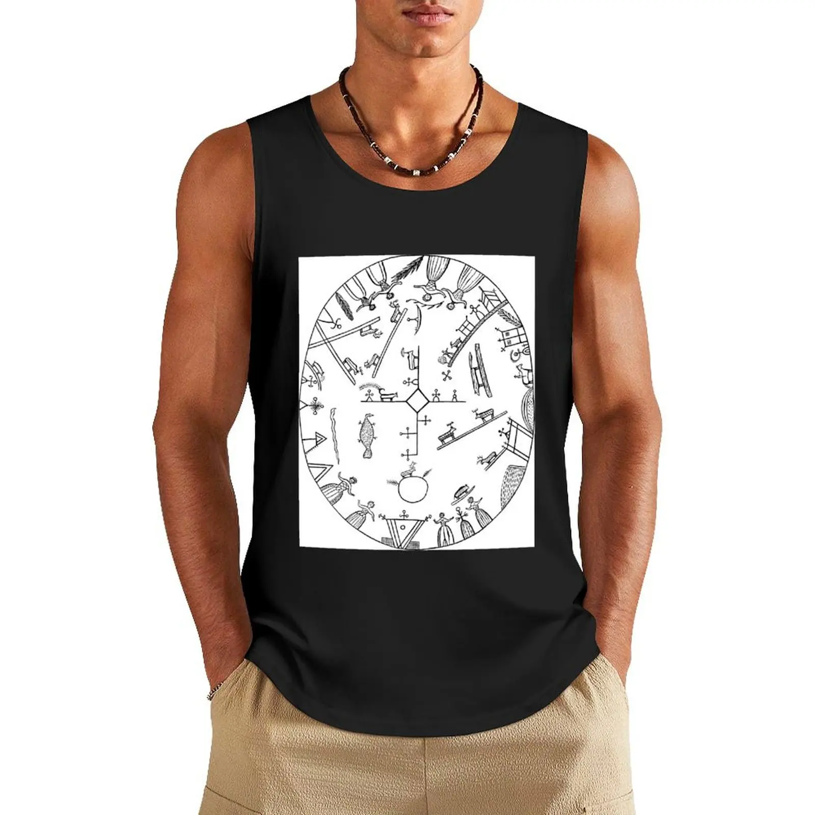 

Recreation of a Lost Sámi Drum Tank Top gym for men t-shirt Men's sleeveless gym shirts male