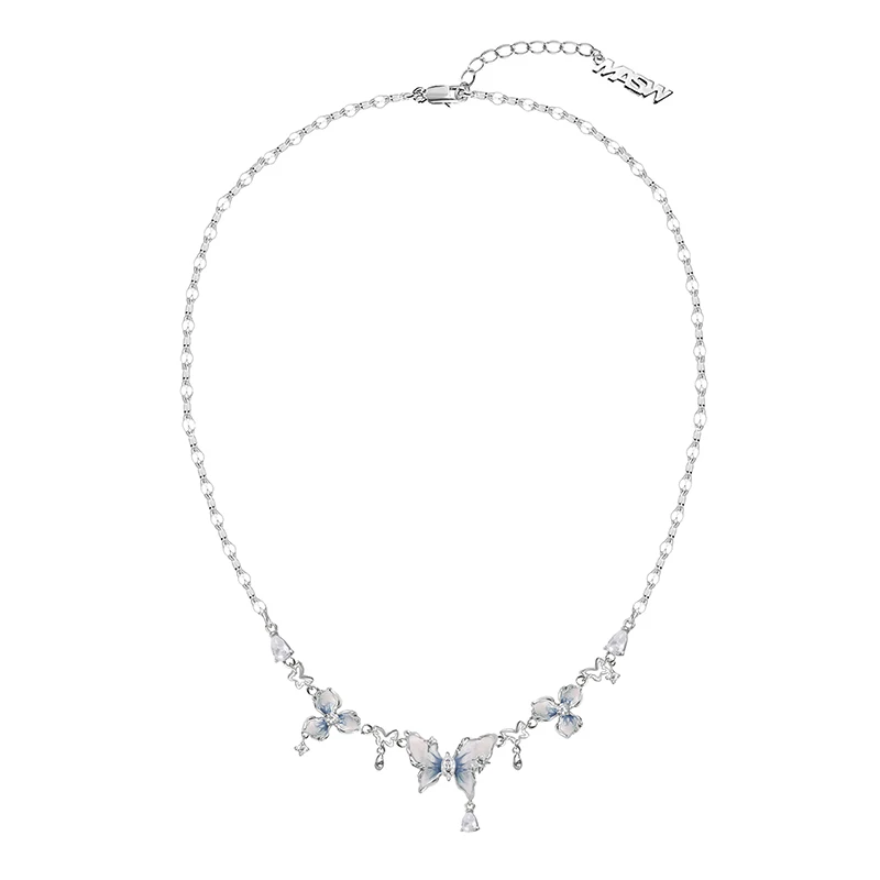 MASW Original Design Elegant Temperament One Layer Chain Fresh Flower Necklace For Women Girl Gift Modern Jewelry 2024 New