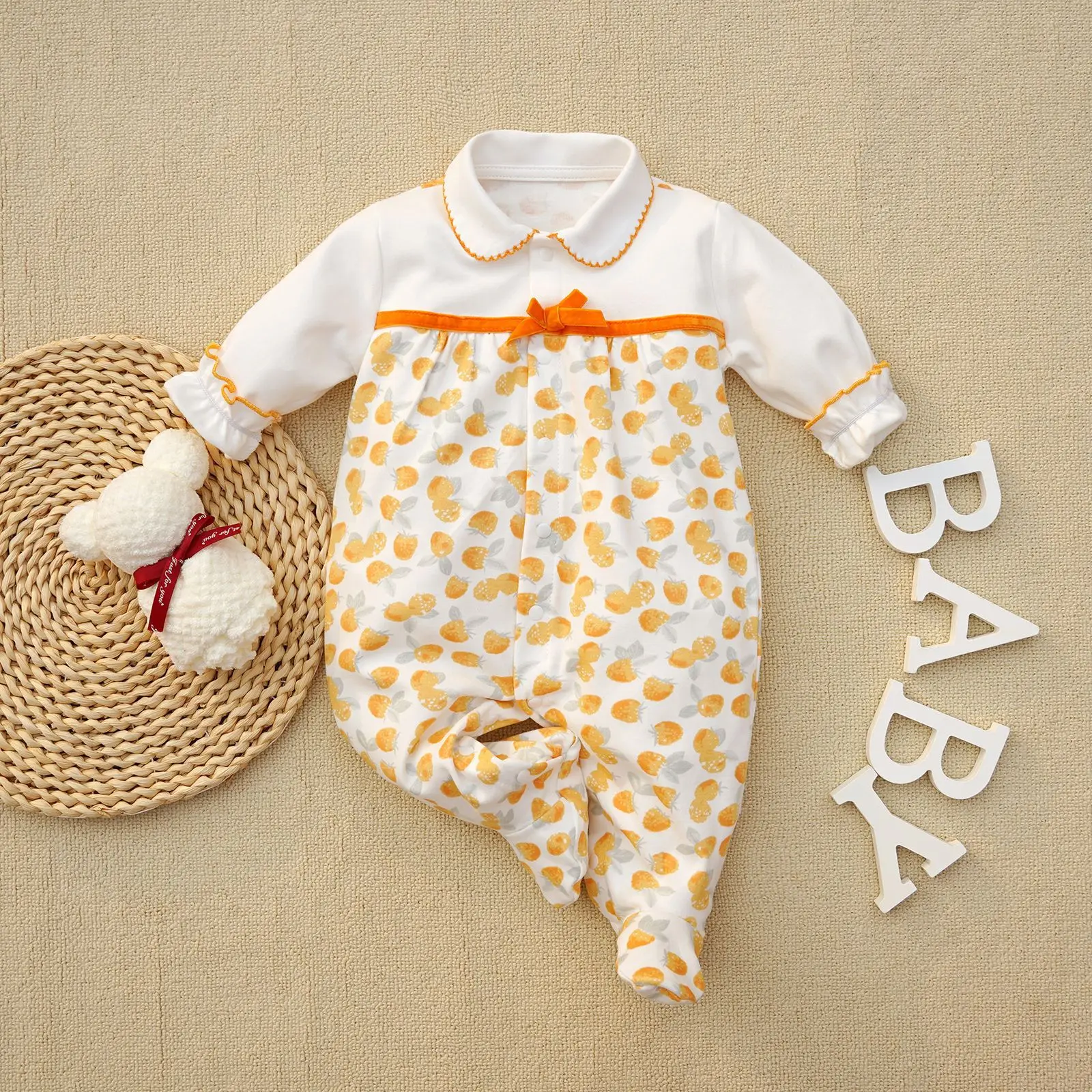 0-12Months cute Baby Rompers Newborn Girls 100%Cotton Clothes of Long Sheeve Infant Clothing Pajamas Overalls