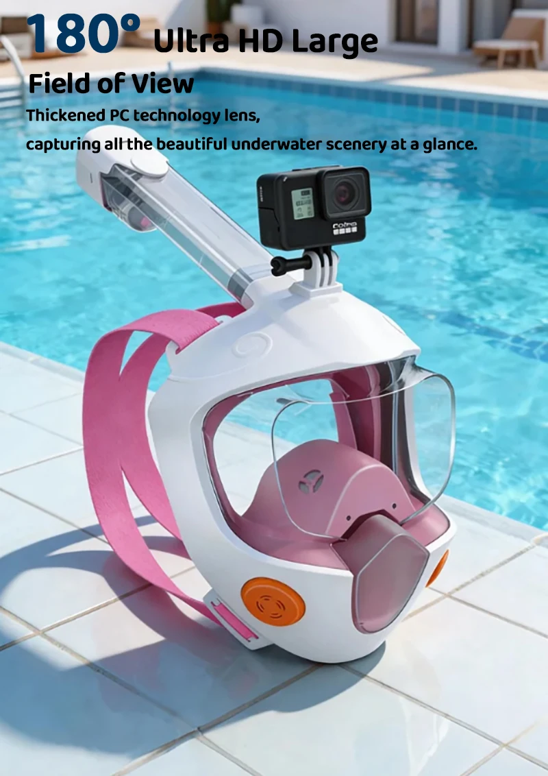 Full Face Snorkel Mask - Dry Snorkel , Anti-Fog , Leak-Proof ,Panoramic View Swimming Diving Beach Water Sports for Adults Teens