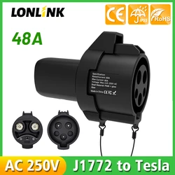 LONLINK-conector de carga de coche eléctrico J1772 a Tesla, convertidor EV, adaptador de cargador para Tesla Model X/Y/3/S