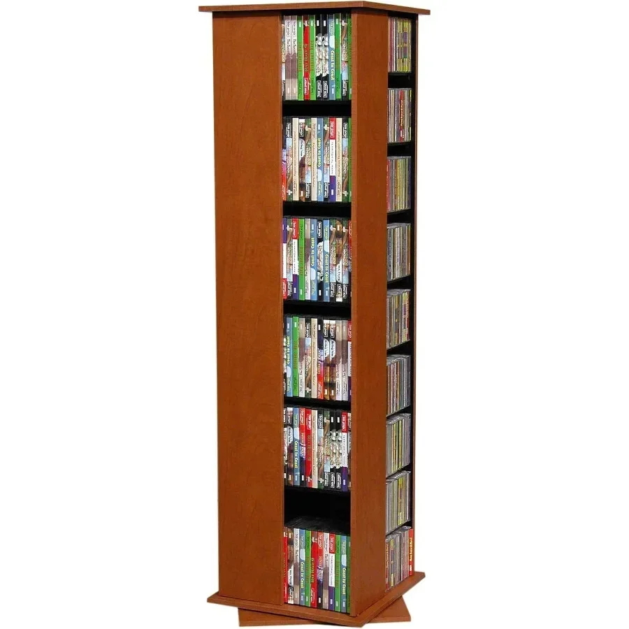 Venture Horizon Revolving Media Tower 600 for home entertainment, cherry wood finish, sleek rotating design, premium solid wood