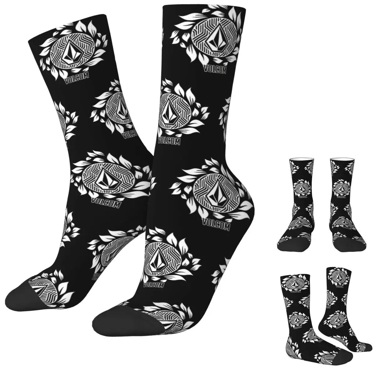 Crazy Design Leaf Volcoms Soft Pastel Color Sweet Sports Socks Polyester Long Socks for Women Men