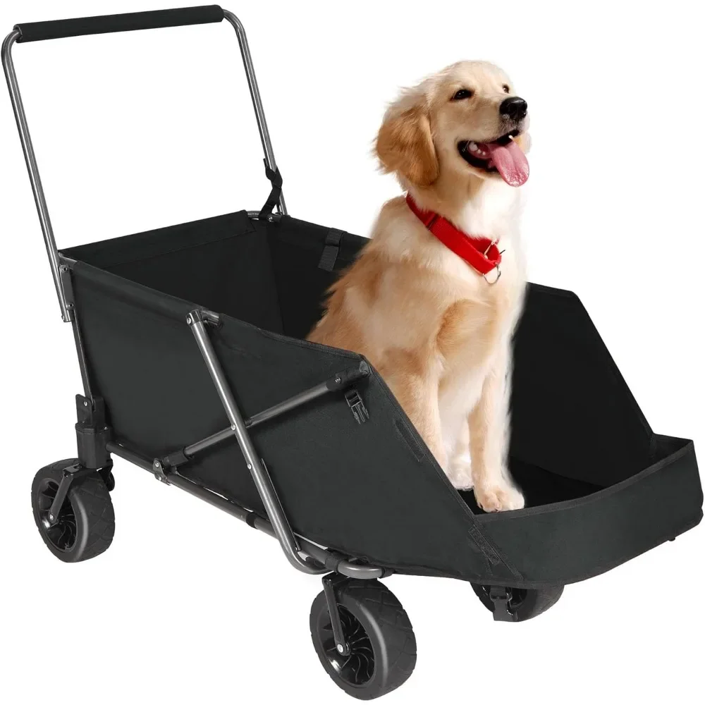 

Pet Strollers Wagon Cart with Extendable Rear End Heavy Duty, 220L Large Collapsible Utility Pet Wagon Garden Cart Pet Strollers