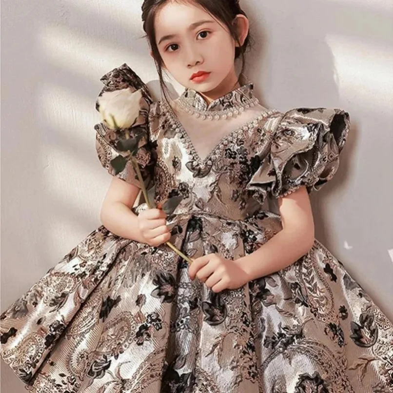 

High-End Flower Girl Dresses Kids Turkish Ball Gowns Birthday Party Dress New Vintage Spanish 2024 Children for Easter Eid