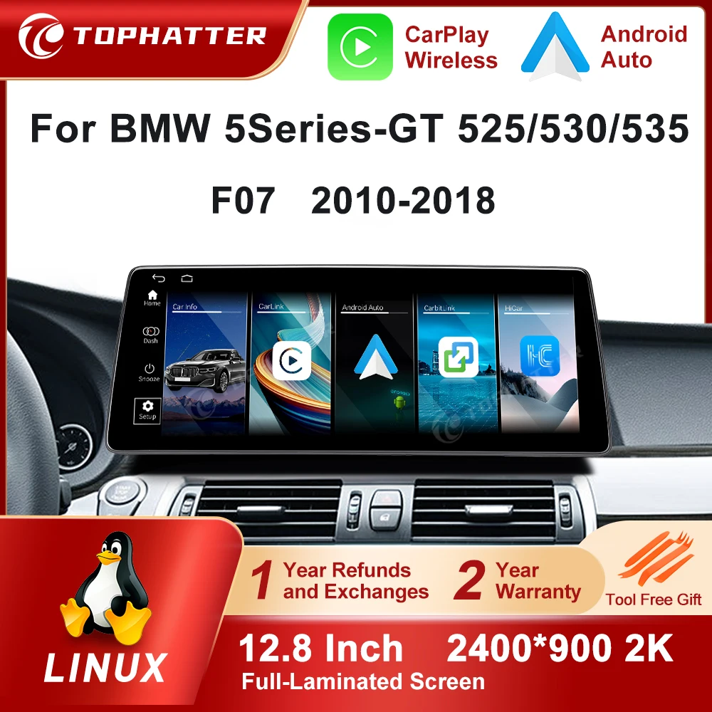 

CarPlay For BMW 5 Series-GT 525/530/535 F07 2010-2018 12.8in 2K Screen Car Radio LInux Multimedia Player Navi Head Unit 360
