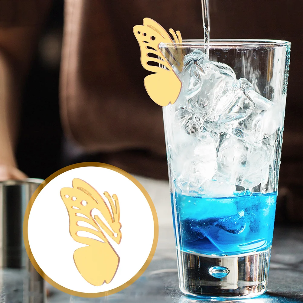 

10Pcs Acrylic Butterfly Wine Glass Markers Reusable Decorative Drink Tags Wedding Birthday Party Wine Stem Charm Identifier