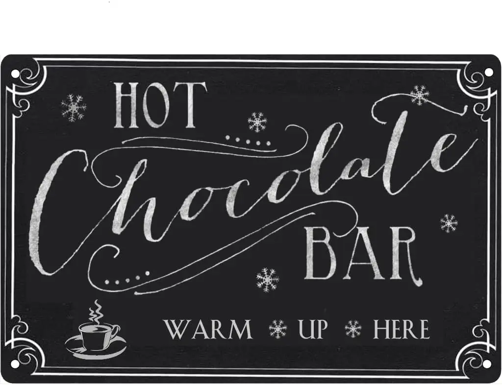 Warm Up Here Hot Chocolate Bar Sign Kitchen Decorative Cafe Bar Home Metal Plate Wall Decor Retro Plaque 8x12 Inch ALI sign