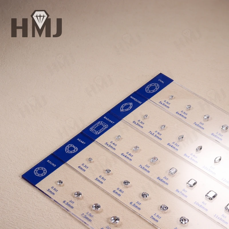 HMJ Jewelry Setting Gemstones Size Diamond Carat Ring Sizer Tester Guideline Tools Comparison Jewerly Dealer Tools Set Wholesale