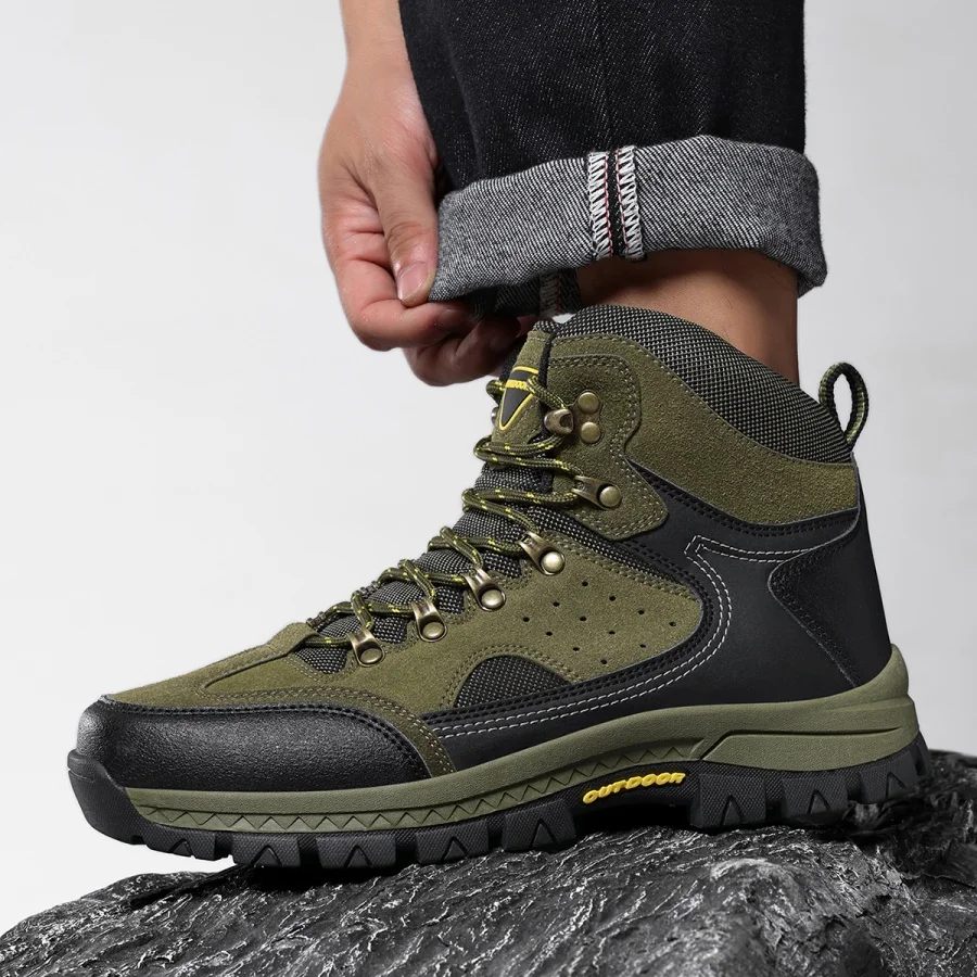 Men Boots Comfortable Hiking Shoes Men Slip on Sneakers High Top Shoes Outdoor Shoes Male Footwear Walking Shoes Hiking Botas
