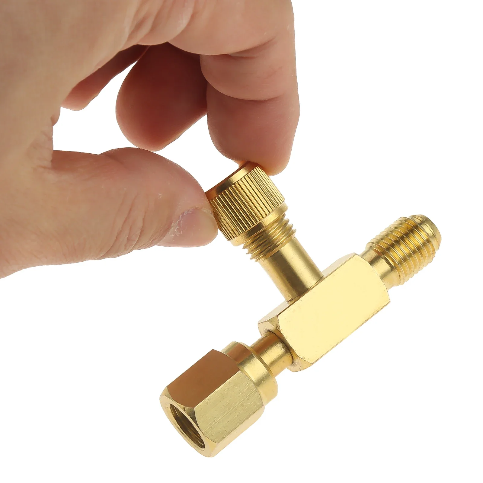 1Pc 1/4'' Valves Core Tee Adapter With Swivel Connector for Gauge Deep Vacuum Pump Manifold