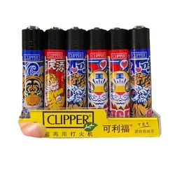 Spaans Originele Clipper Gasaansteker Met Persoonlijkheid Patroon Navulbare Gasaansteker 4 Stuks Boxed Roken Set Collection Gift