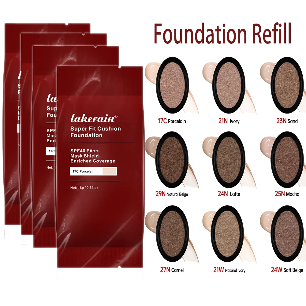 TIRTIR Cushion Foundation Refill Semi-Matte Red Finish 72-Hour Wear Long-Lasting Buildable Coverage Sun Protection Waterproof