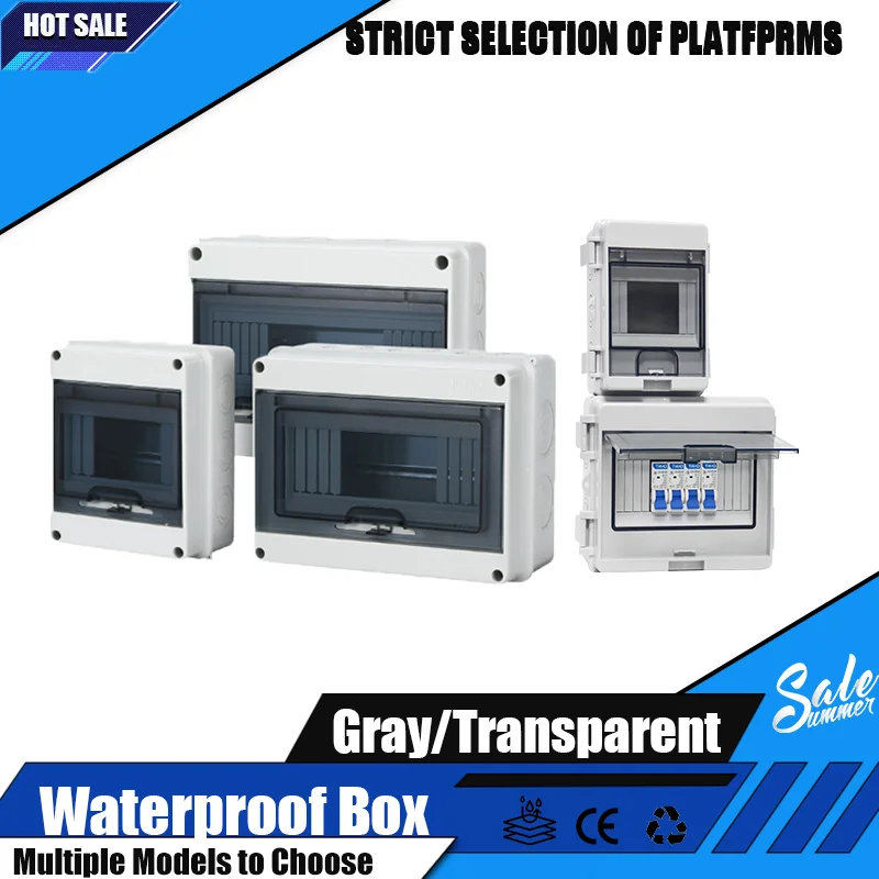 

HL Series IP65 Waterproof Distribution Box 5/8/12/15/18/24 Ways Electrical Circuit Breaker MCB Power Junction Box PC ABS Plastic
