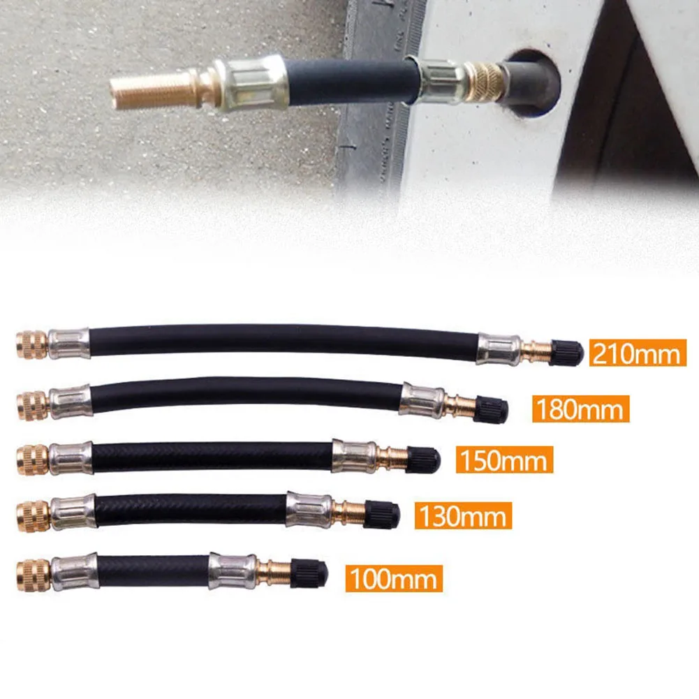 Car Tire Air Inflator Hose Inflatable Pump Extension Tube 100/130/150/180/210mm Copper Tire Valve Stem Air Connection Locking