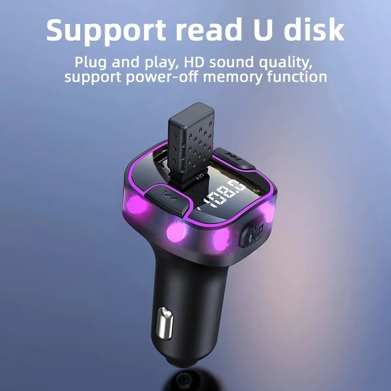 سماعة لاسلكية تعمل بالبلوتوث سيارة FM الارسال يدوي سيارة كيت USB C شاحن راديو FM محول مشغل MP3 لجميع السيارات #6