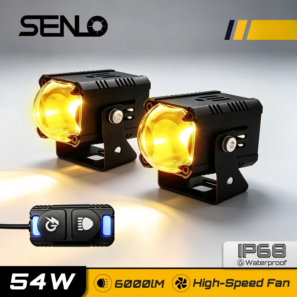 SENLO Auxiliary Lights LED Spot Driving Fog Lights for BMW R1200GS F800GS K1600 Universal Motorcycle 54W 6000K Fog Lamps