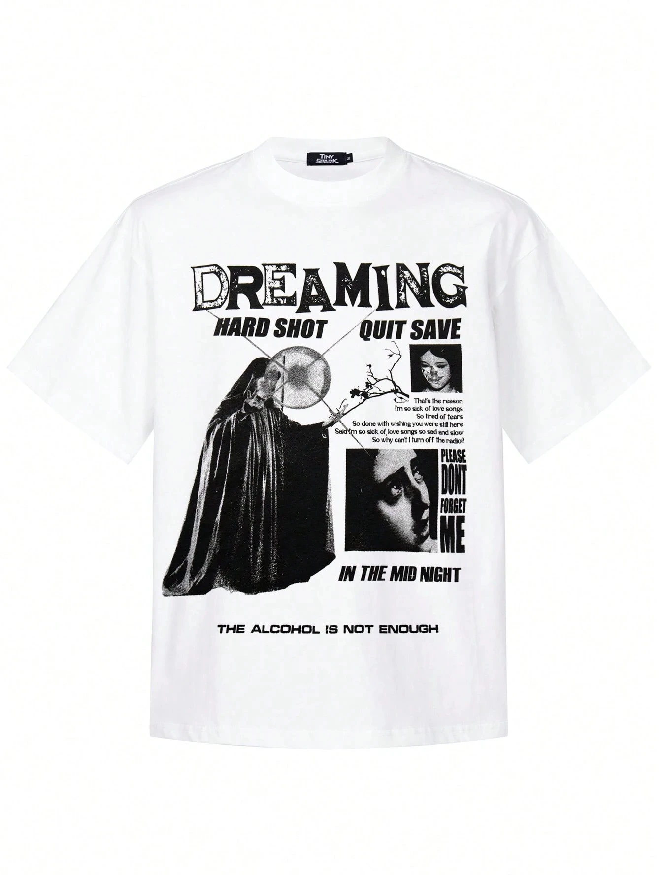 Vintage Dreaming Grim Reaper Collage Print  T-Shirt Grunge Gothic Unisex Streetwear Cotton Top