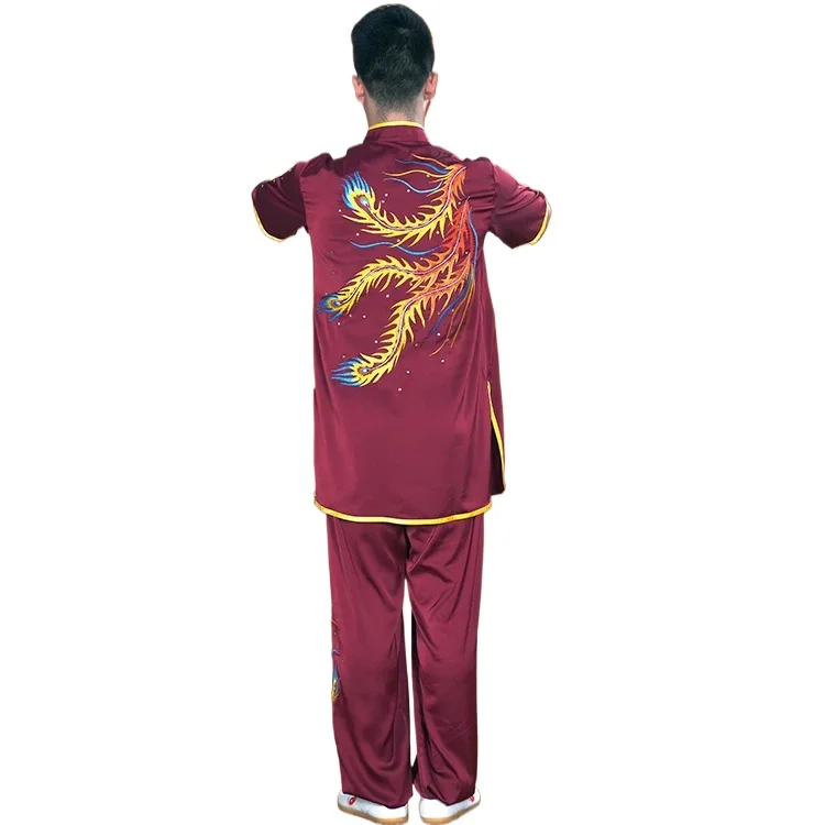 Custom Made Competition Kung Fu Uniform Tai Chi Wushu Performance Clothing Women Men Child Phoenix Embroidery 2024 New Style