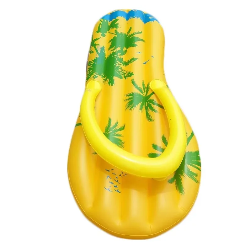 

Yellow PVC inflatable water mattress beach recliner raft slippers float