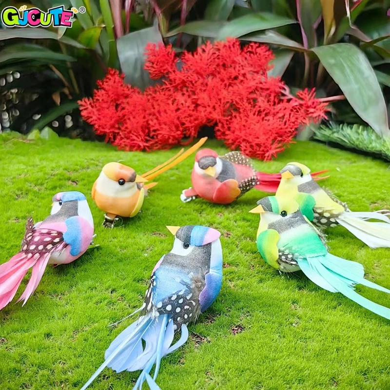 Tuin Prop Diy Decoratie Zwaluw Staart Vogel Clip Handgemaakte Simulatie Vogel Creatieve Veer Gazon Tak Beeldje Ornament