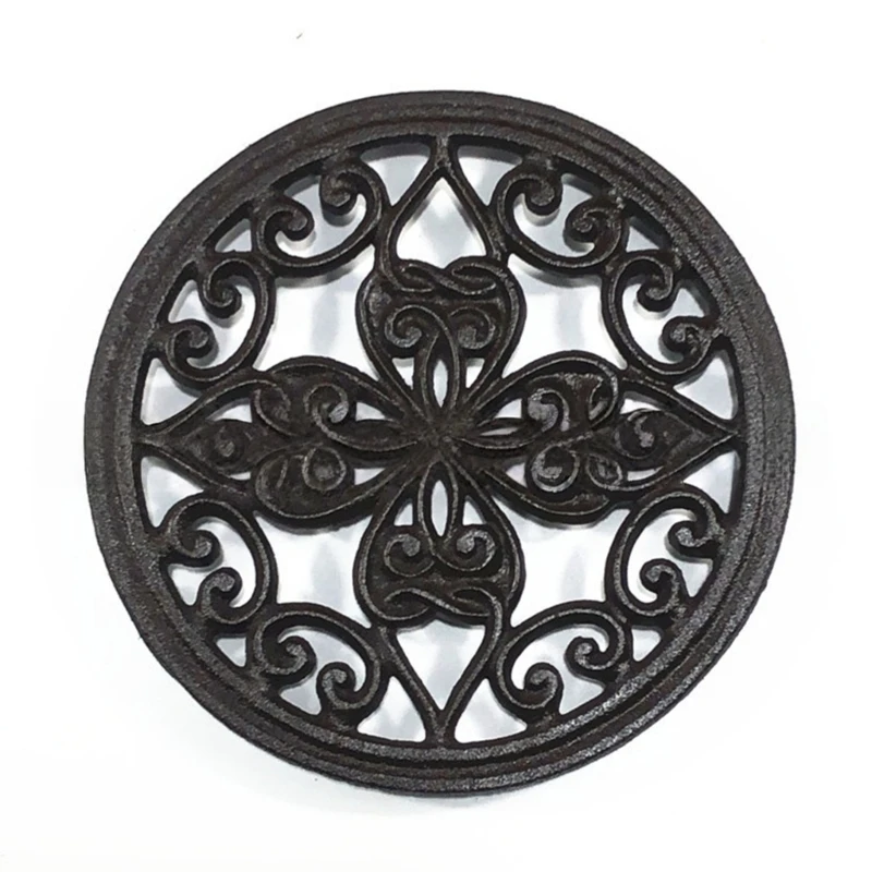

Decorative Cast Iron Trivet for Safe Table Placement Flower Hot Pots Holder