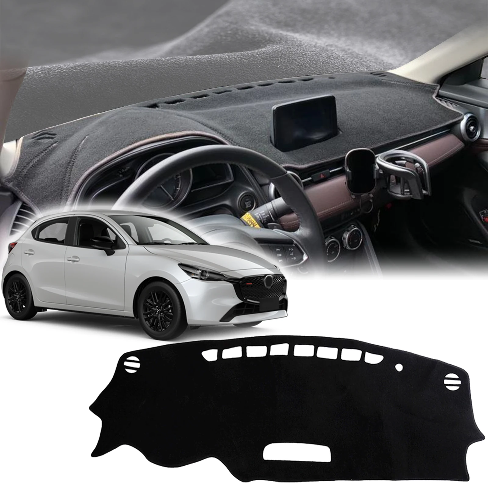 

fit for Mazda 2 Mazda2 DJ DL 2015 2016 2017-2023 Car Dashmat DashMat Sunshade Dashboard Cover Pad Protective Carpet Accessories