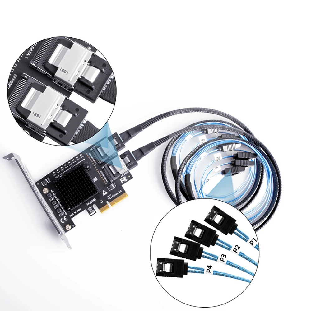 Imagem -02 - Cartão de Expansão para Sata Adaptador Chip Pcie para Sff8087 Mini Sas Port Sata 3.0 para Controlador Pcie3.0 para Sff8087 Asm1166