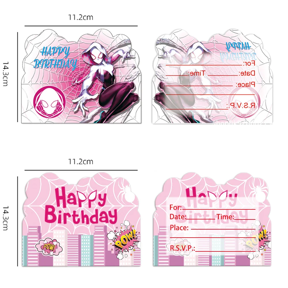 

Cartoon SpiderMan Wedding Invitation Card Superhero Single Page Card Packer Baby Shower Decoration Cards for Kids Party Gifts