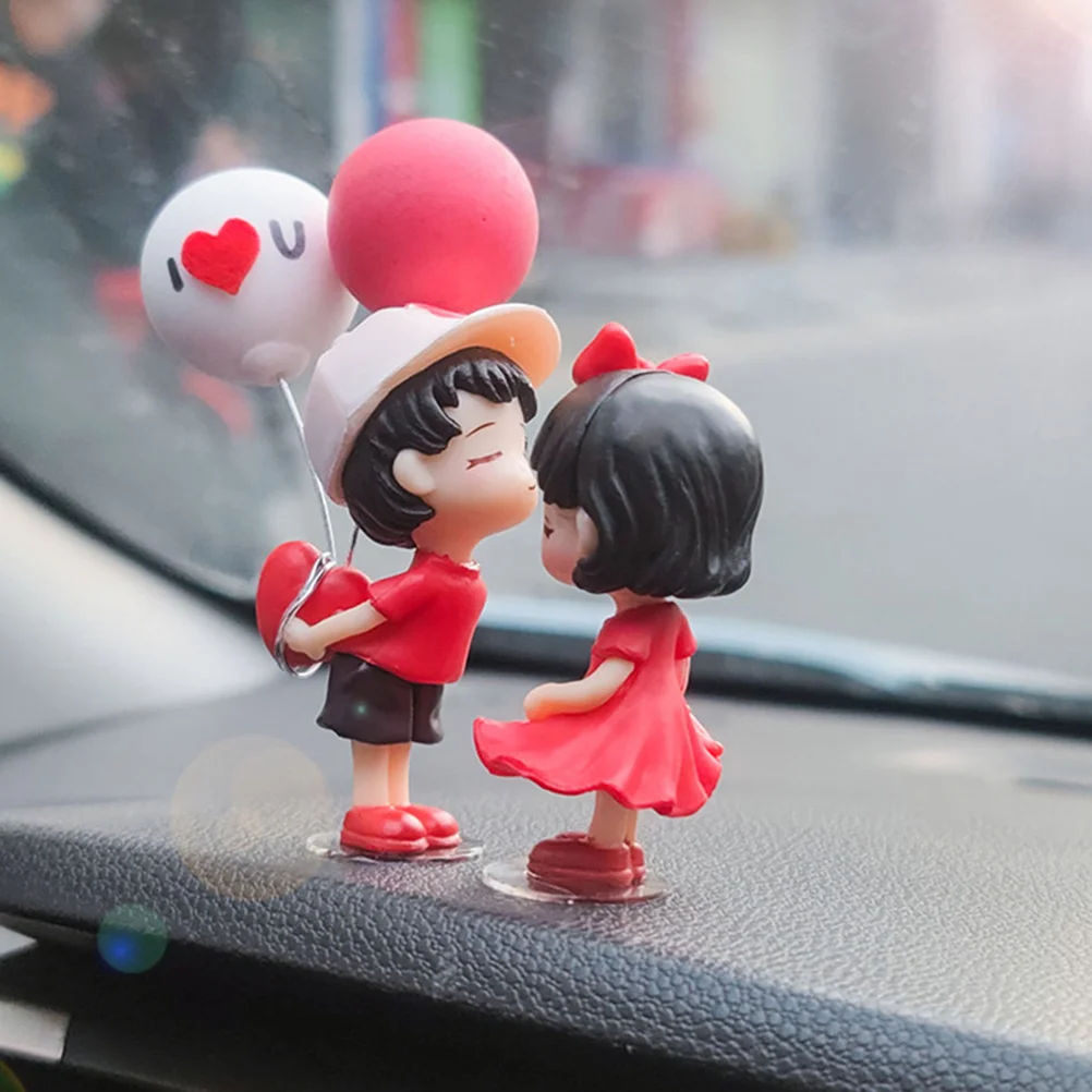 Car Ornaments Cars Dashboard Red Couple Accessories Figurines Resin Lovers