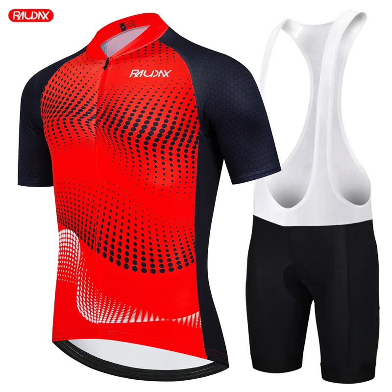 2026 RAUDAX Cycling Bib Shorts Men's MTB Bike Jersey Clothing Summer Short Sleeve Racing Bicycle Clothes Quick-Dry Sports Set