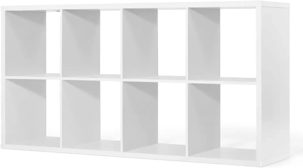 Sturdy Room 13-Inch Cube Storage Organizer Shelf, with Extra Thick Exterior Edge, Open Storage Shelf Divider, Bookcase, 8-Cube,