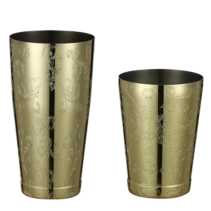 Stainless Steel Boston Shaker Bar Shaker with Different Surface Finish -2 Piece Cocktail Shaker, 15-Ounce and 25-Ounce
