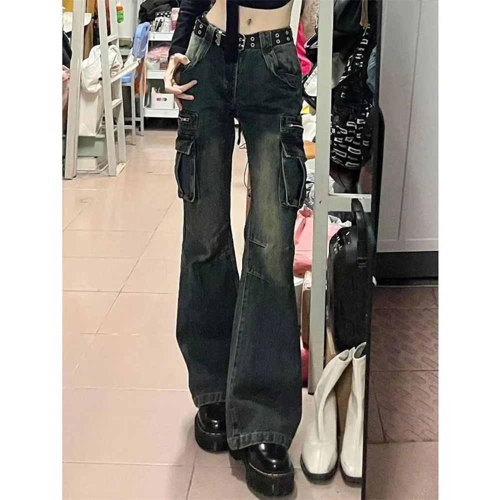 Jean Denim Taille Haute pour Femme, Pantalon Surdimensionné, Vêtement Vintage, Bleu, Baggy, Cargo, Harajuku, Y2k, Années 90, 2000