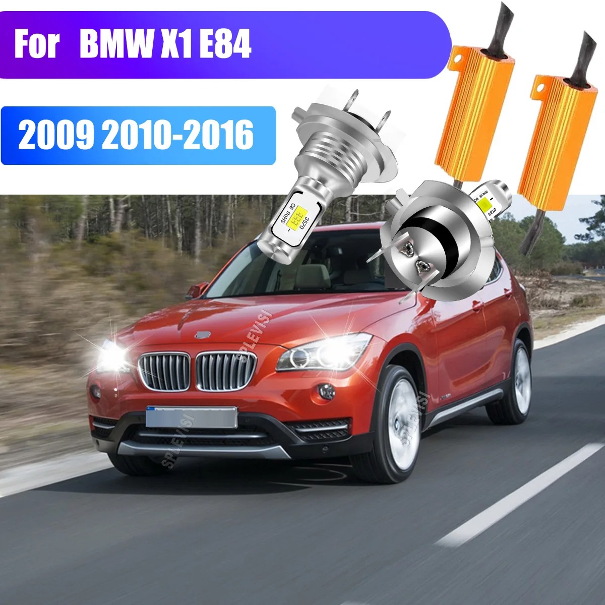 

2PCS 12v 6000K White LED 70W H7 High/Low Beam Bulbs w/ Load Resistors For BMW X1 E84 2009 2010 2011 2012 2013 2014 2015 2016