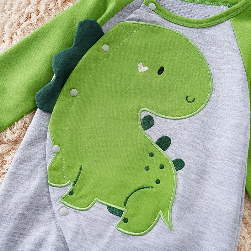 Baby Long Sleeve Spring and Autumn Dinosaur Cute Cool Boys Girls Good Outfit Infant Clothes Toddler Jumpsuit Costume Trendy Soft